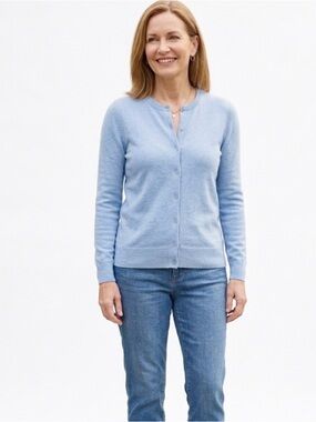 BIANCO & BLU Blue Cashmere Silk Blend Cardigan Sweater Made In Italy Medium New!